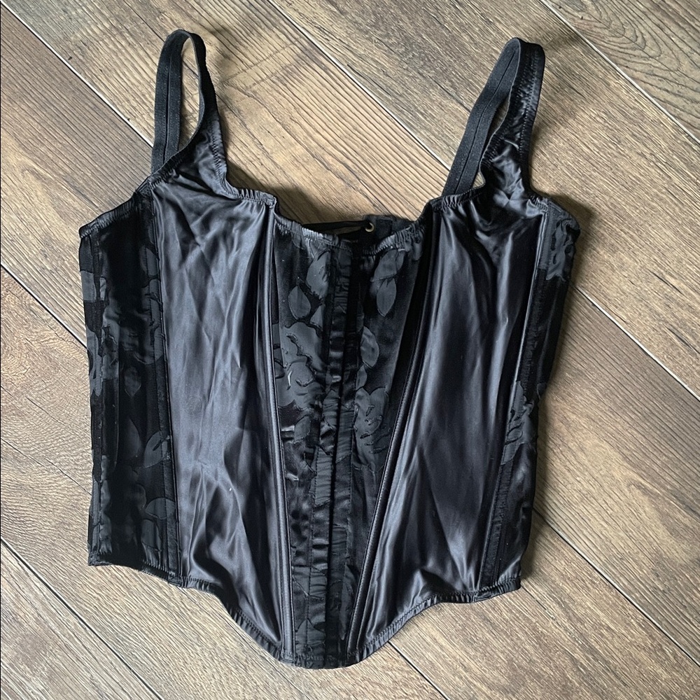 Victoria Secret Black Floral Corset Top